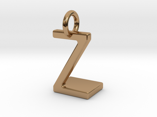 Two way letter pendant - LZ ZL in Polished Brass