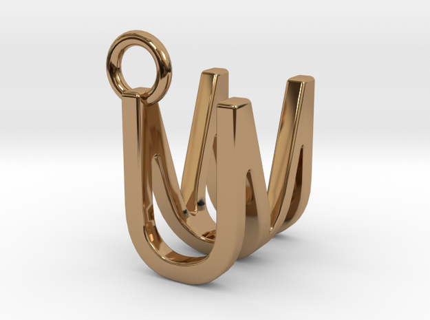 Two way letter pendant - MU UM in Polished Brass