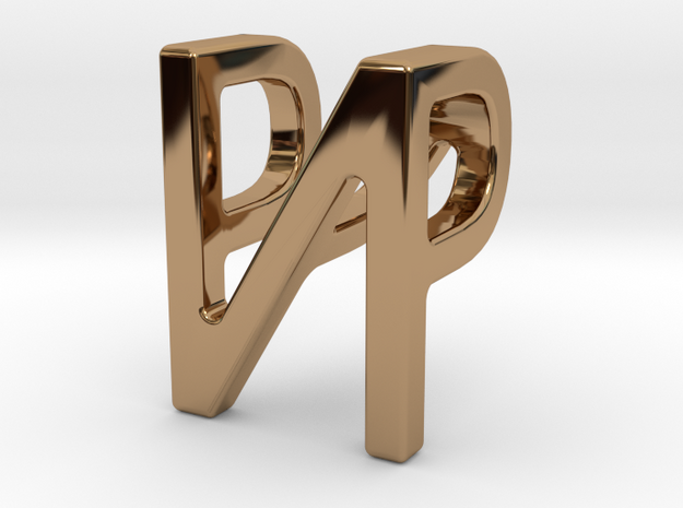 Two way letter pendant - NP PN in Polished Brass