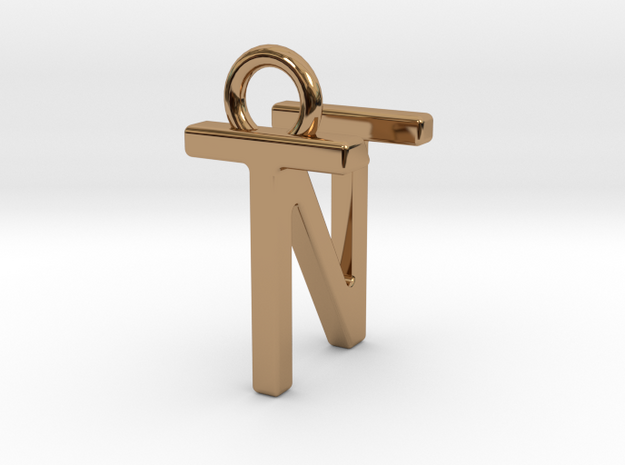 Two way letter pendant - NT TN in Polished Brass
