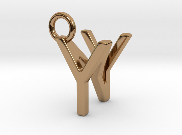 Two way letter pendant - NY YN in Polished Brass