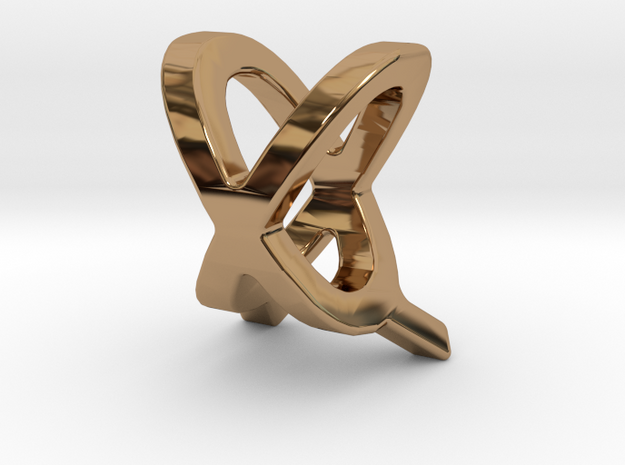Two way letter pendant - QX XQ in Polished Brass