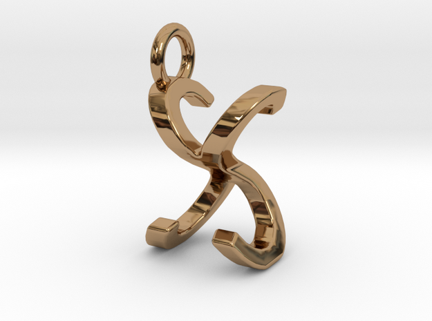 Two way letter pendant - SX XS in Polished Brass
