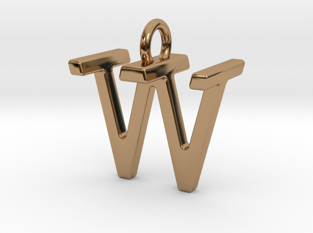 Two way letter pendant - TW WT in Polished Brass