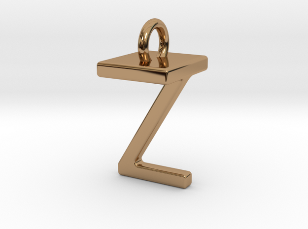Two way letter pendant - TZ ZT in Polished Brass