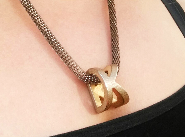 Two way letter pendant - XX X in Polished Brass