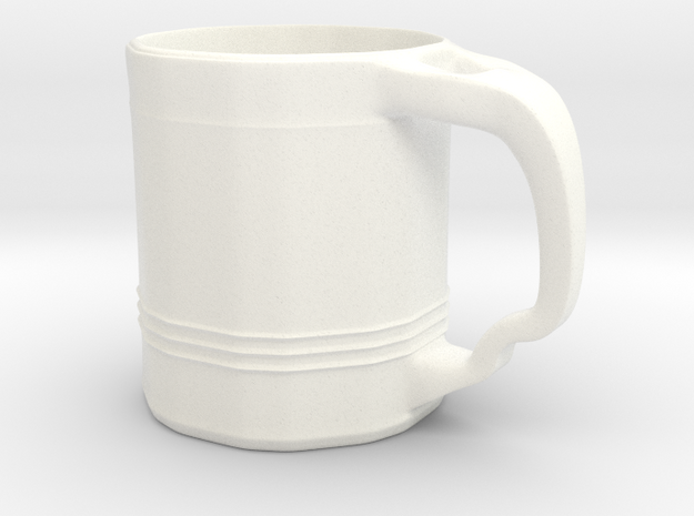 Tri Line Mug  in White Processed Versatile Plastic