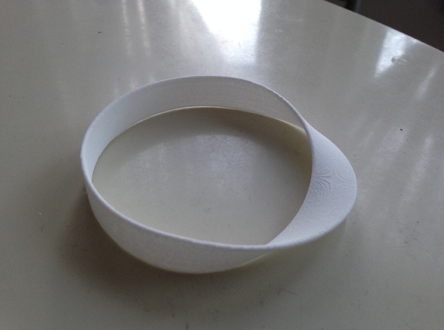 Möbius Bracelet Bangle in White Natural Versatile Plastic: Medium