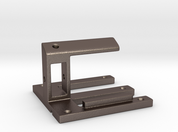 Cell phone holder for desk in Polished Bronzed Silver Steel