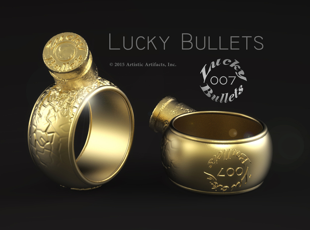 007 Lucky Bullets -Size 8 in 18k Gold Plated Brass