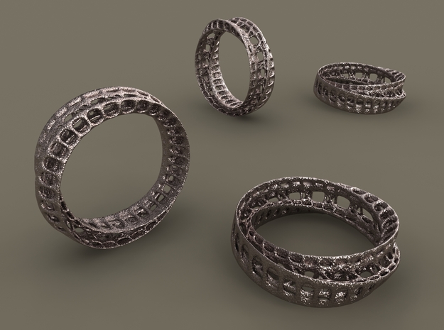 Twisted Bond Ring 18,5mm in Polished Bronzed Silver Steel