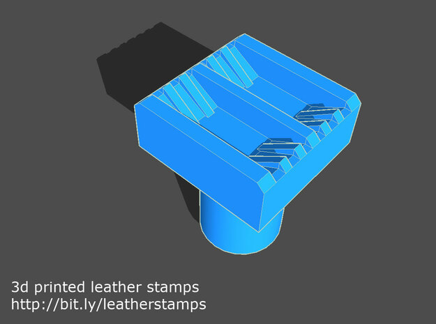 Leather stamp 2 + tool, with double lines weaving  in Green Processed Versatile Plastic