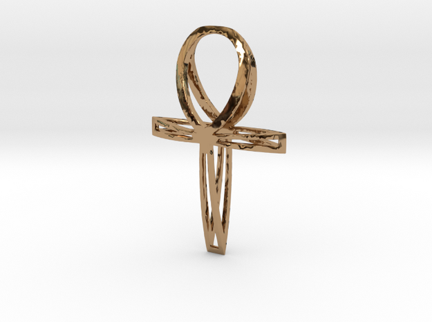Large Double Ankh Pendant in Polished Brass