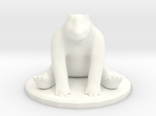 Sitting Bear Miniature  in White Processed Versatile Plastic