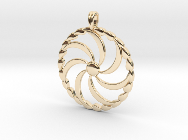 Borjgali Sun Tree Jewelry symbol Pendant. in 14k Gold Plated Brass