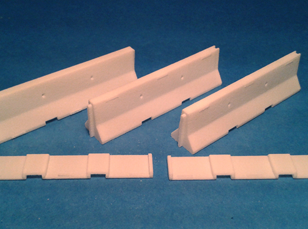 1/50 Jersey Barrier (10 ft/3m) [3 Pack] in White Natural Versatile Plastic