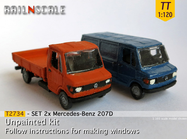 SET 2x Mercedes-Benz 207D (TT 1:120) in Tan Fine Detail Plastic