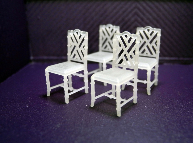 1:48 Chinese Chippendale Chair - Set of 4 in Frosted Ultra Detail