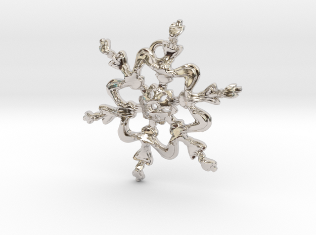 Snowflake Flower 1 - 30mm Ha in Rhodium Plated Brass