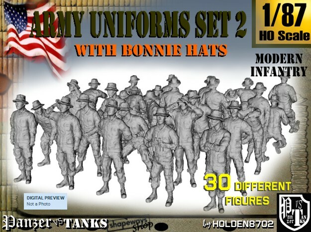 1-87 Army Modern Uniforms Set2 in Tan Fine Detail Plastic