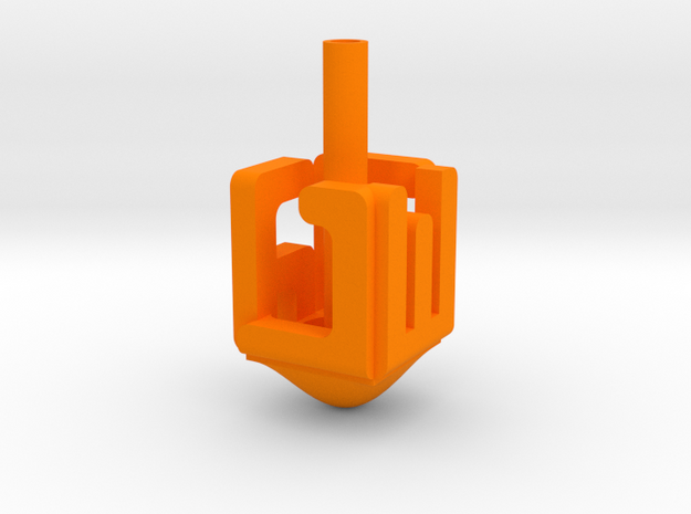 Dreidel "NESS GADOL HAYA SHAM" in Orange Processed Versatile Plastic