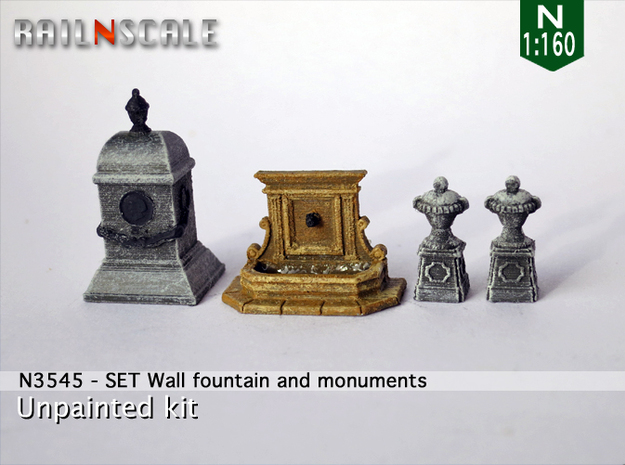 SET Wall fountain with monuments (N 1:160) in Tan Fine Detail Plastic