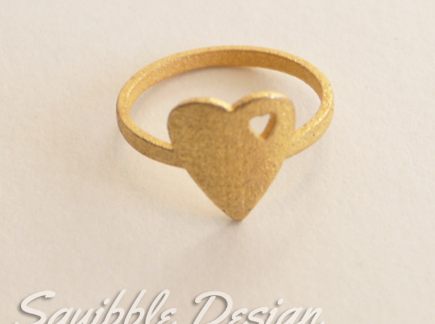 Kawaii Heart Ring 2 Size 7 in Polished Gold Steel
