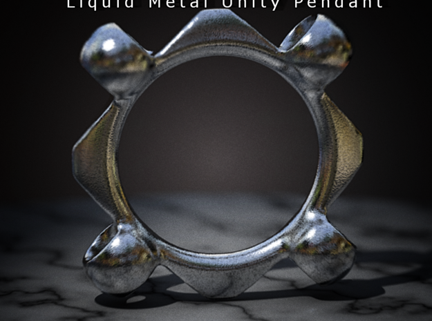 Liquid Metal Unity Pendant in Polished Bronzed Silver Steel