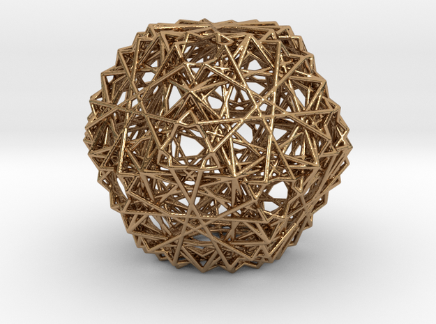 Cuboctahedron 15 Compound, Wireframe in Polished Brass