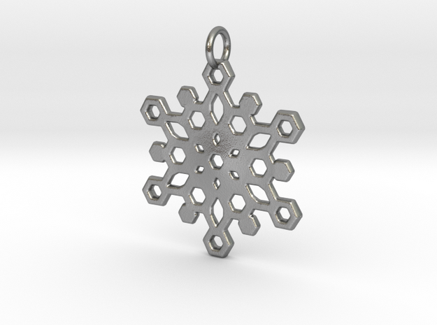 Snowflake Mandala Pendant in Natural Silver
