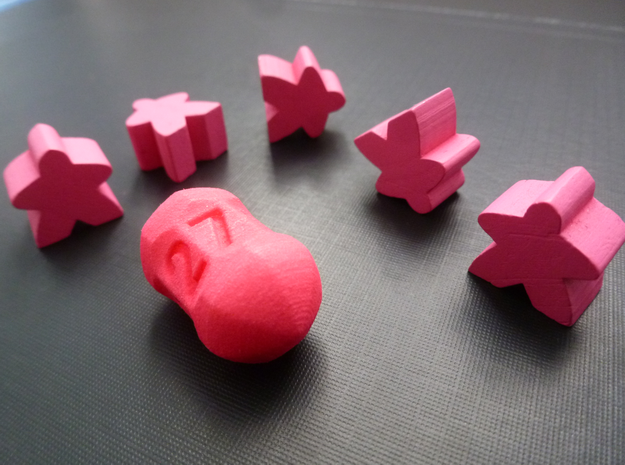 Seven sided roller die in Pink Processed Versatile Plastic