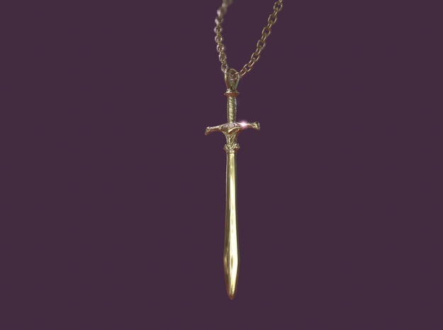 Heroic Sword Pedant  in 14k Gold Plated Brass