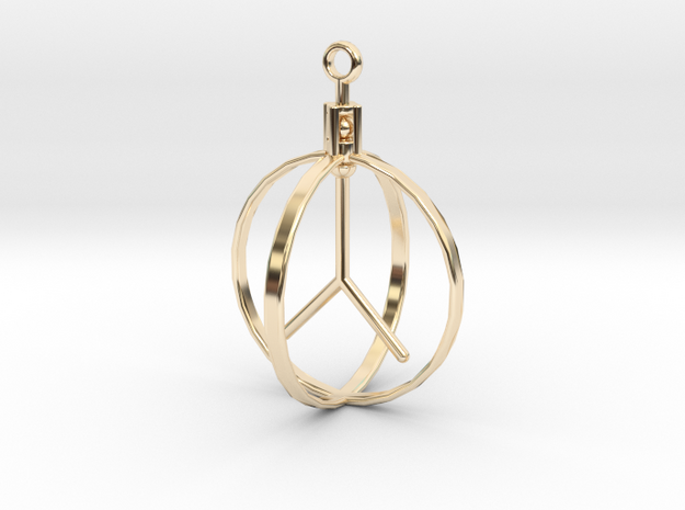 Peace Pendant (Spinning center) in 14K Yellow Gold