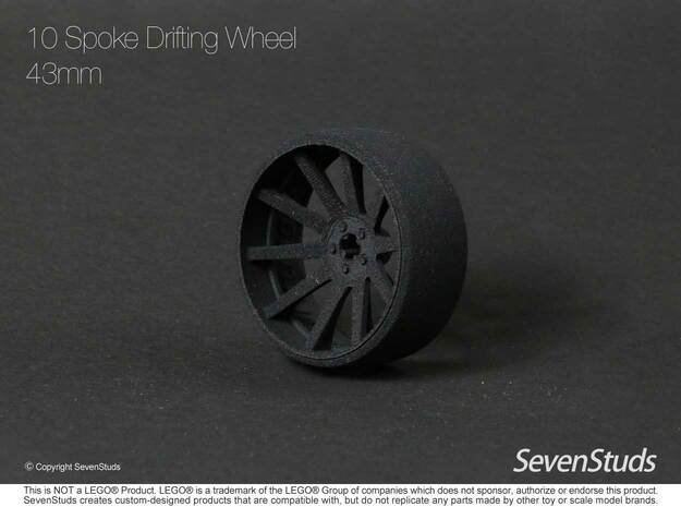 10 Spoke Drifting Wheel 43mm in Black Natural Versatile Plastic