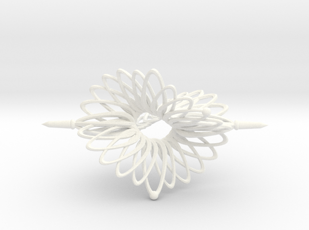 Spinner Floral Tri Twist - 7cm in White Processed Versatile Plastic