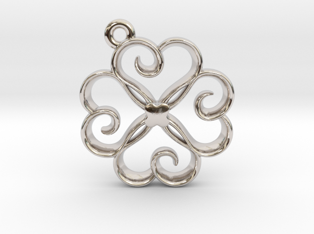 Tiny Clover Charm in Rhodium Plated Brass