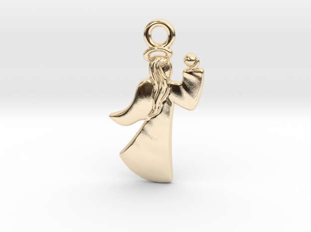 Tiny Angel Charm in 14K Yellow Gold