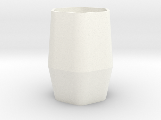 Hexagonal Cup in White Processed Versatile Plastic