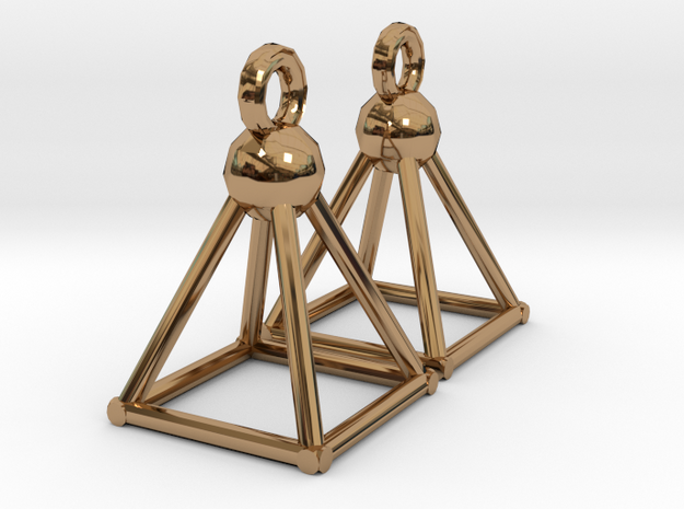 Piramid earrings in Polished Brass