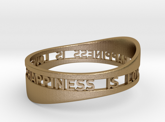 LOVE IS HAPPINESS IS LOVE - curved in Polished Gold Steel