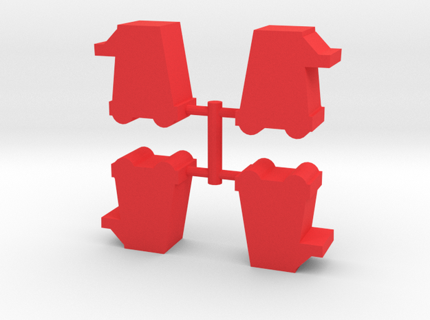 Siege Tower Meeple, 4-set in Red Processed Versatile Plastic