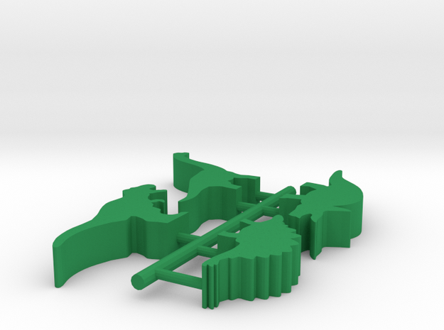 Game Piece, Dino 4-set in Green Processed Versatile Plastic