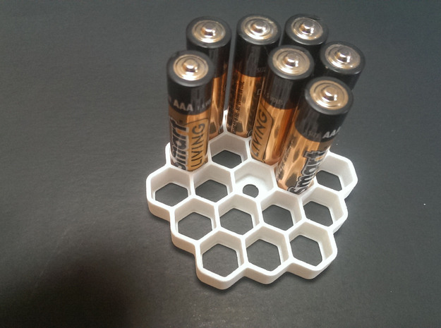 Honeycomb Battery Dispenser AAA  in White Processed Versatile Plastic