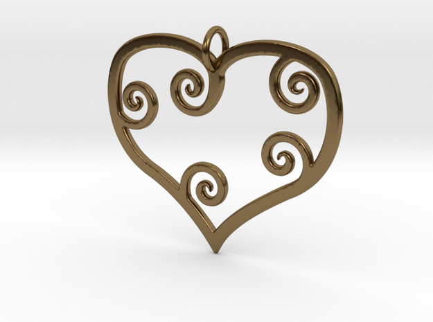 Heart Pendant Charm in Polished Bronze