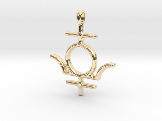 MERCURY Symbol Jewelry Pendant in 14K Yellow Gold