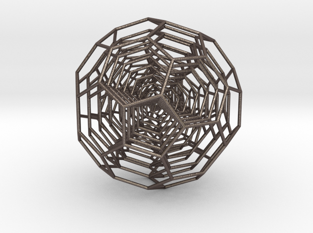 0380 7-Grid Truncated Icosahedron #All (18.5 cm) in Polished Bronzed Silver Steel