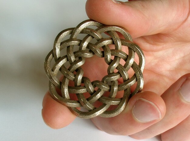 Woven Starburst Pendant in Polished Bronzed Silver Steel