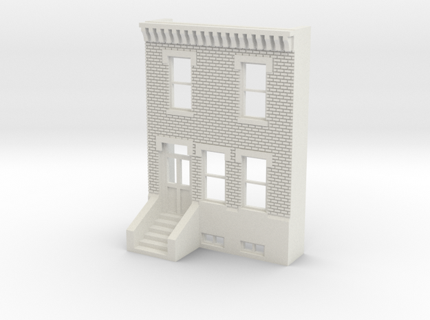 HO SCALE ROW HOME FRONT BRICK 2S in White Natural Versatile Plastic