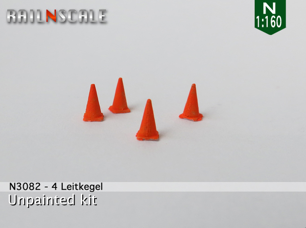 4 Leitkegel (N 1:160) in Tan Fine Detail Plastic