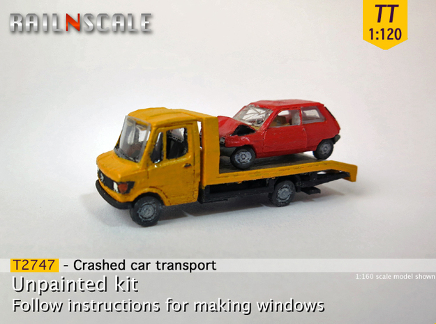 SET Crashed Car Transport  (TT 1:120) in Tan Fine Detail Plastic